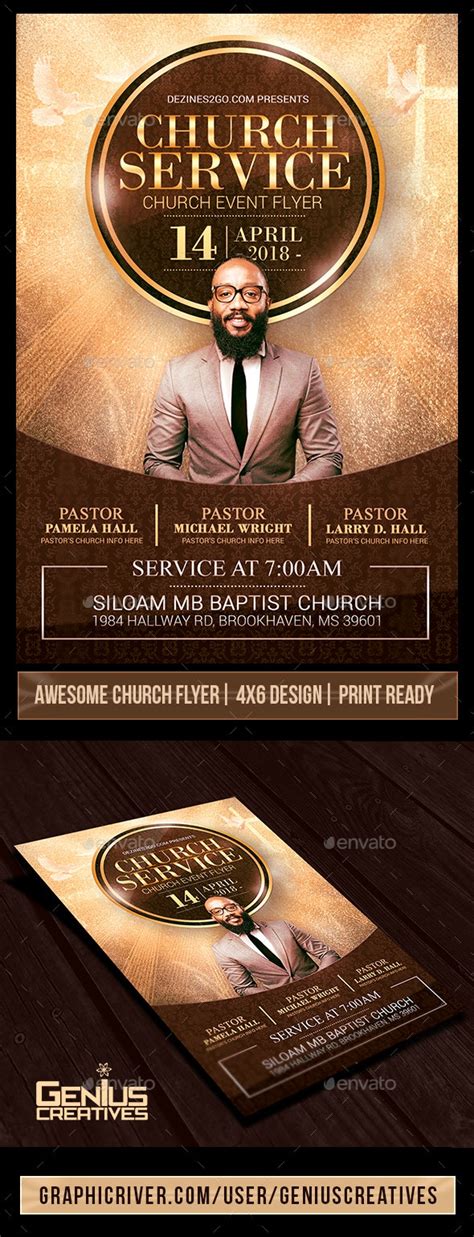 Church Service Flyer Template V2 By Geniuscreatives Graphicriver