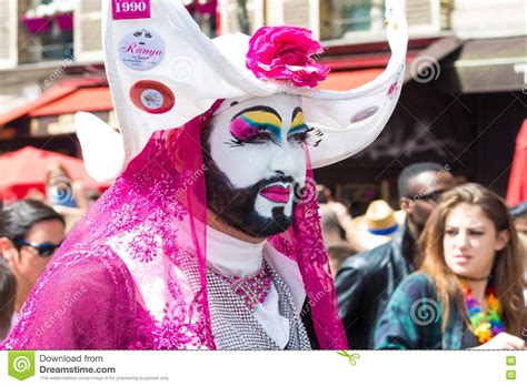 the participant of gay pride parade in paris france editorial stock image image of costumes