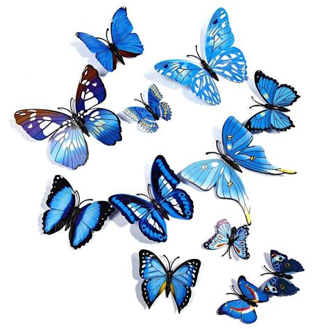 12 Pcs 3d Butterfly Wall Stickers Art Decor Decals Blue 168243803