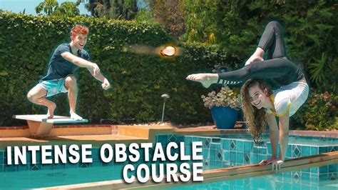 Gymnastics Obstacle Course Over The Pool Youtube