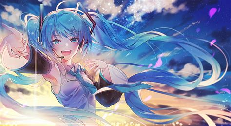 Anime Anime Girls Vocaloid Hatsune Miku Sky Hd Wallpaper