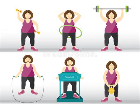 Collection Of Fitness Woman Working Out On Exercisevector