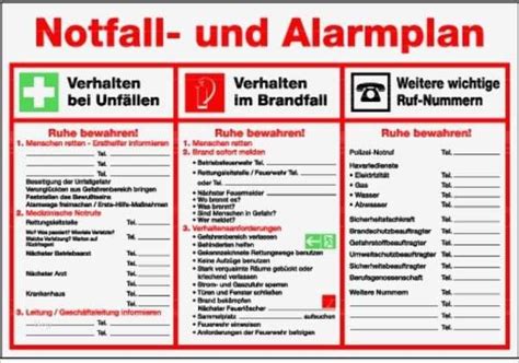 Notfallplan Vorlage Word Schönste Schild Pvc Notfall Und Alarmplan