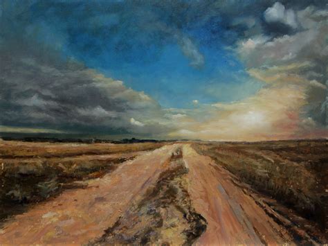 Dusty Countryside Road Landscape Oil Painting Fine Arts Gallery