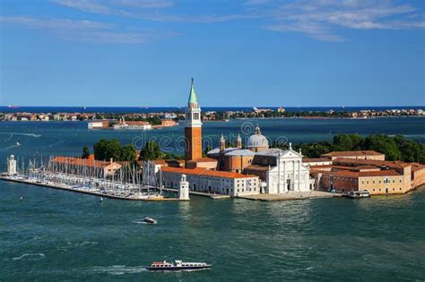 Aerial View Of San Giorgio Maggiore Island In Venice Italy Stock Photo