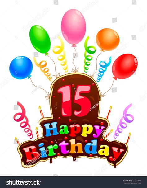 Signboard Birthday 15 Years Happy Birthday Stock Vector Royalty Free