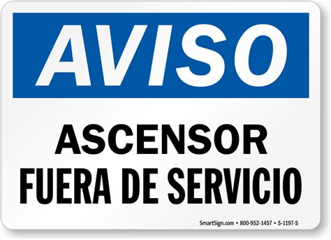 Spanish Ascensor Fuera De Servicio Sign Elevator Sku S 1197 S