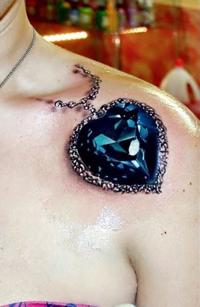 Would you like to read about the most popular ideas that people come up with in connection to a heart symbolism? Very realistic 3D blue heart shaped diamond tattoo on ...