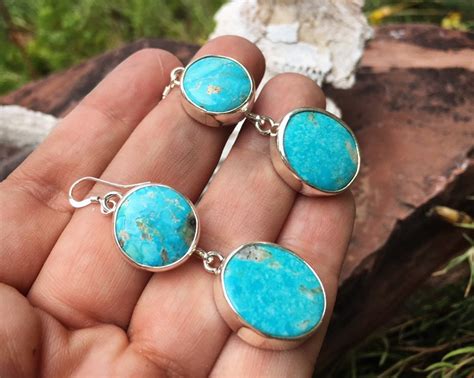 Simple Turquoise Dangle Earrings For Women Navajo Native American