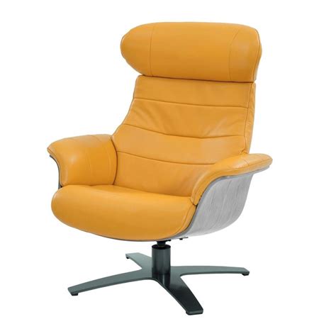 Enzo Yellow Leather Swivel Chair El Dorado Furniture