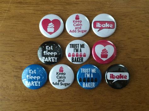 Baking Buttons Set Of 10 Pinback Buttons Baking By Mybuttonmonster