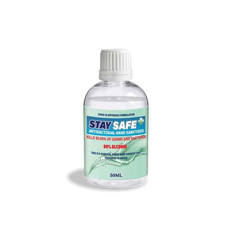 Stay Safe Hand Sanitiser 50ml Bottles 80 Alcohol Hand Sanitiser