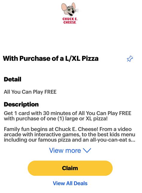 Target / sports & outdoors / prepaid credit. Sprint Rewards: Chuck E Cheese, Get 30 Minutes of Free Play with Pizza Purchase - Doctor Of Credit
