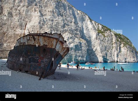 Ship Panagiotis On Ship Wreck Beach Navavio Bay Greece Zant Ionian