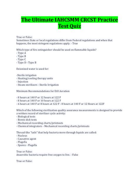 The Ultimate Iahcsmm Crcst Practice Test Quiz With 100 Correct