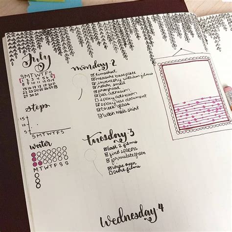 Bullet Journal Weekly Layout Hanging Plants Drawing Hand Lettering Bujo Ish Bullet