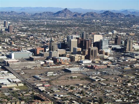 Filephoenix Az Downtown From Airplane Wikimedia Commons