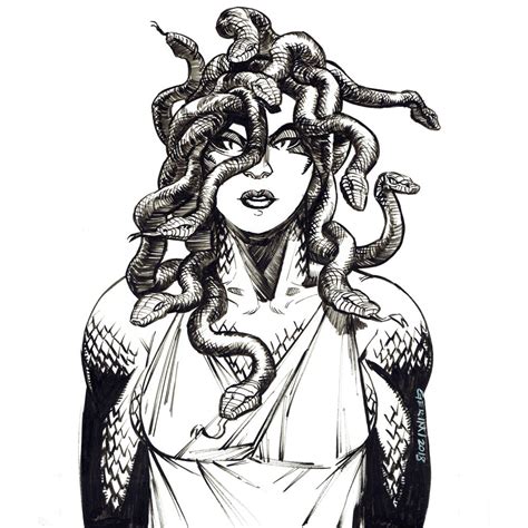 Gorgon Gaze Ink Drawing 9 X 12in · · Online Store Powered
