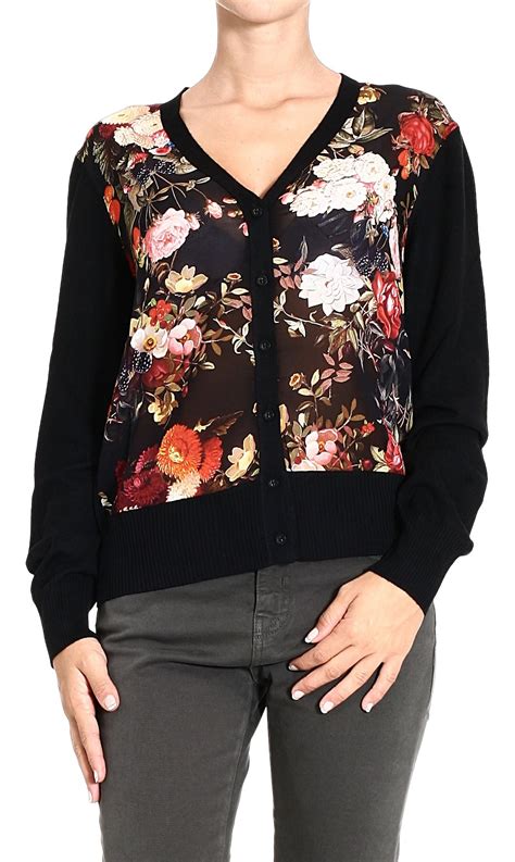 Once and floral sweater pattern. Frankie morello Sweater Cardigan Flowers Pattern in Floral ...