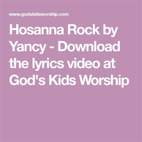 Hosanna Rock Hosanna Easter Preschool Godchild