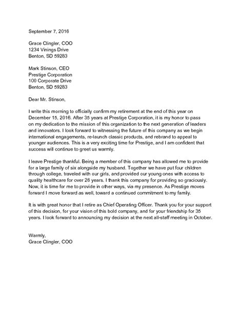 This will help you and your employer to avoid putting off your retirement. Sample Resignation Letter for Retirement - wikiHow