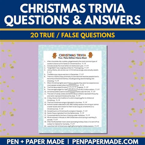 Christmas Trivia Game Printables 140 Questions For Large And Small