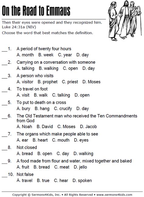 It all depends on how you use them. The Road to Emmaus Multiple Choice | Sermons4Kids