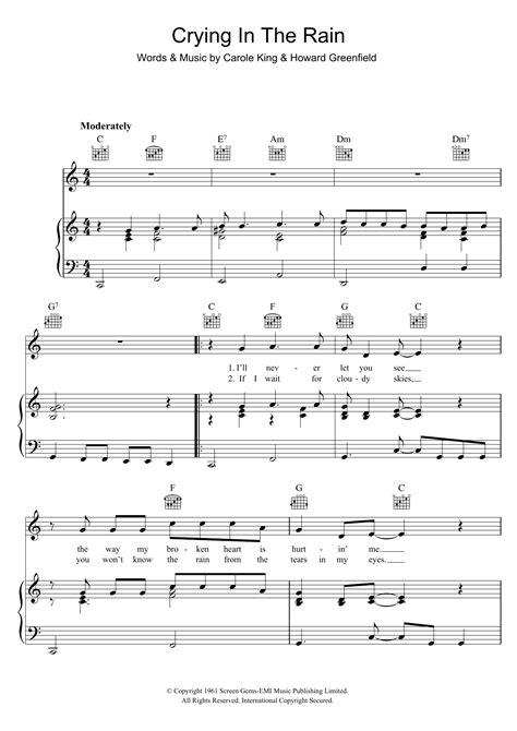Dgadi'll never let you see. Crying In The Rain Sheet Music | The Everly Brothers ...