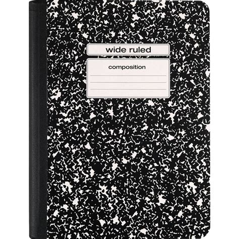 Staples Composition Notebook, Wide Ruled, Black, 9-3/4" x 7-1/2", 48