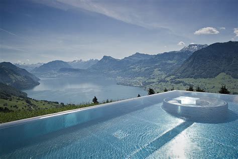 Lake Lucerne From The Pool Of Hotel Villa Honegg In Ennetbürgen