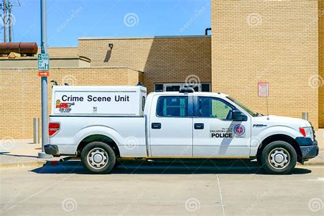 Crime Scene Unit Truck Parked In Front Of Police Station Editorial
