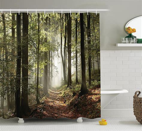Forest Backdrop Shower Curtain Curtains Tree Shower Curtains