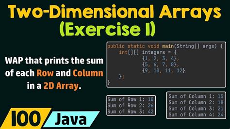 Two Dimensional Arrays In Java Exercise Youtube