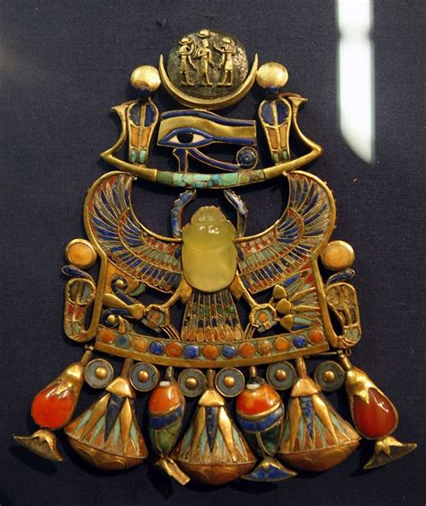 Grandegyptianmuseum Ancient Egyptian Jewelry Pectoral Of Tutankhamun With Solar And Lunar Emblem An