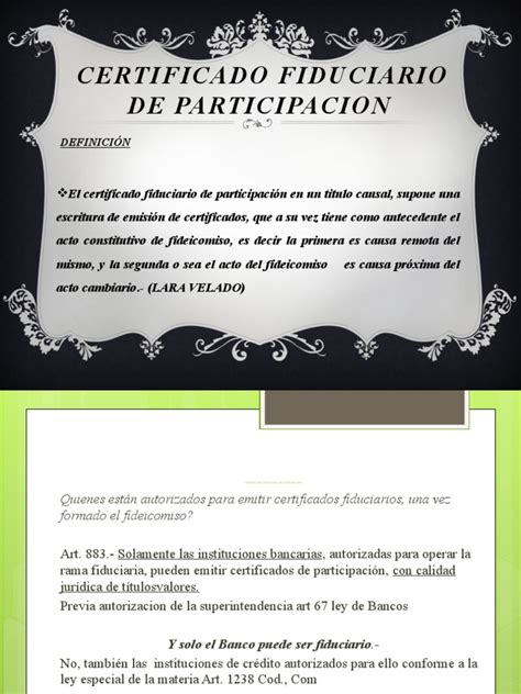 Certificado Fiduciario De Participación En El Salvador