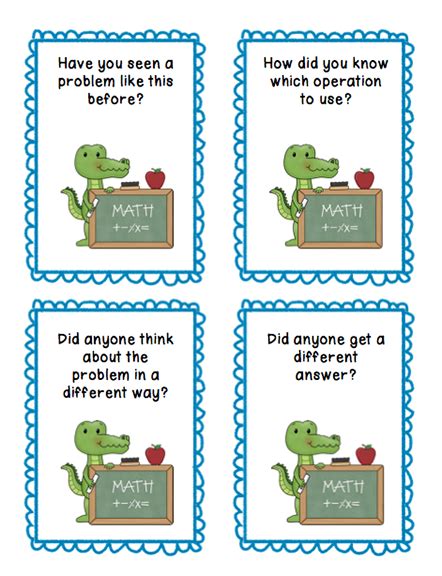 Bookish Ways In Math And Science Monday Math Freebie Math Talk Cards
