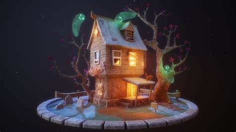 3d model haunted house pbr game ready vr ar low poly cgtrader