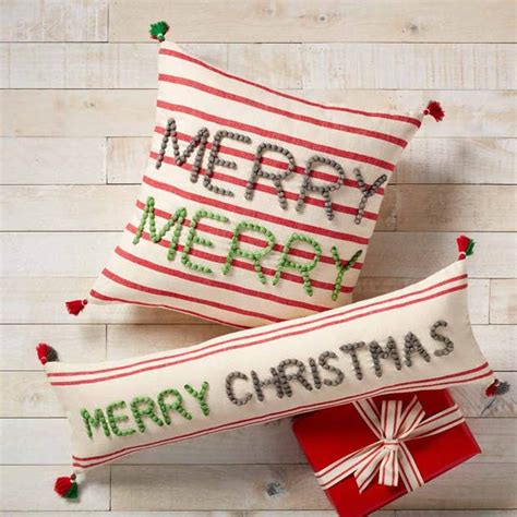 Merry Christmas Yarn Pillow Mud Pie