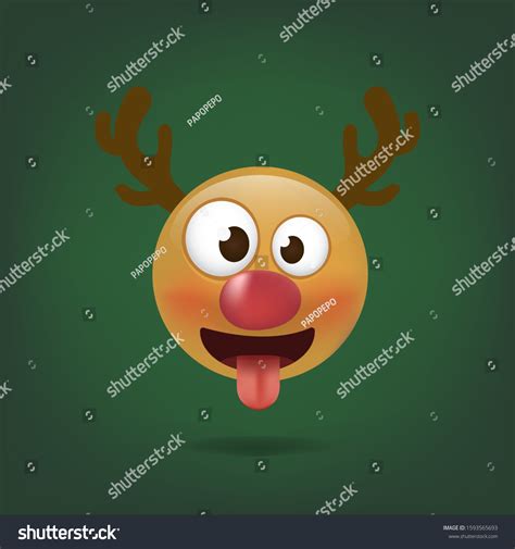 Rednose Reindeer Emoticon Emoji Character Smiley เวกเตอร์สต็อก ปลอด