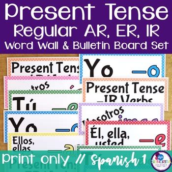 Spanish Present Tense Verb Conjugations Bulletin Board Set By Miss Senorita