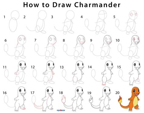 Charmander Drawing Step By Step Draw Pokemon Charmander By Following