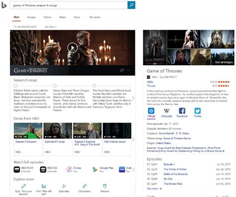 Microsoft Bing Rolls Out Novel Sense For Game Of Thrones