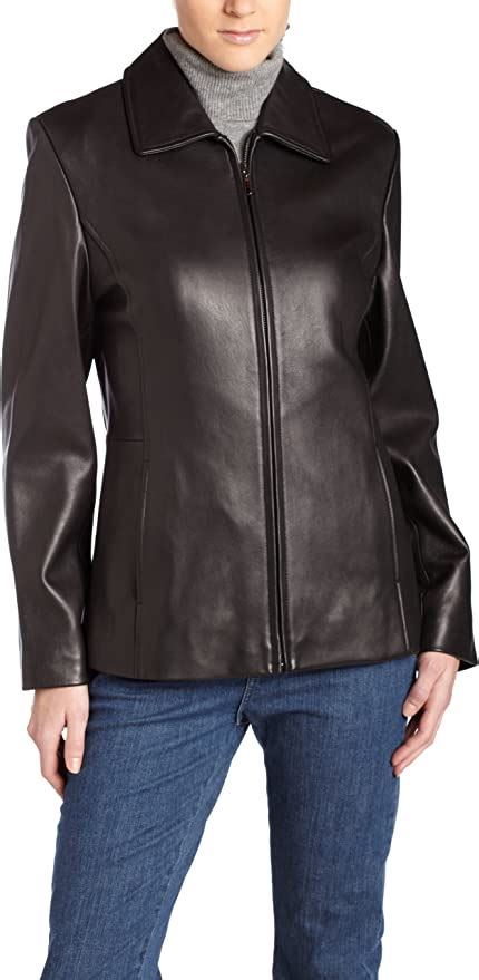 Liz Claiborne Womens Zip Front Leather Jacket Black Small At Amazon