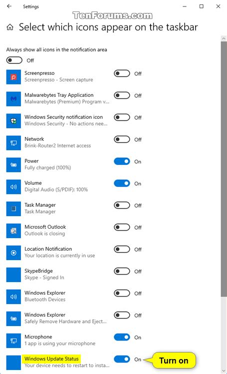 Enable Or Disable Windows Update Status Taskbar Icon In Windows 10