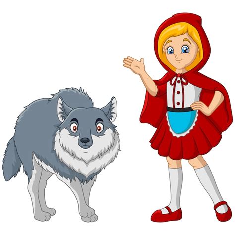 Premium Vector Little Red Riding Hood With Wolf