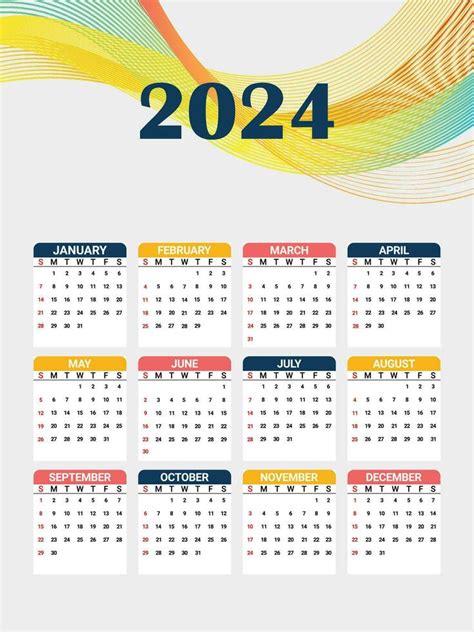 Calendar 2024 With Abstract Background 26549715 Vector Art At Vecteezy
