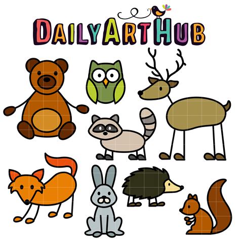Stick Forest Animals Clip Art Set Daily Art Hub Free