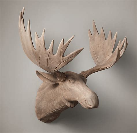 Hand Carved Wood Moose Trophy Head