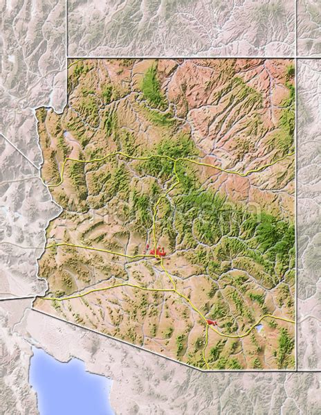 Arizona Shaded Relief Map