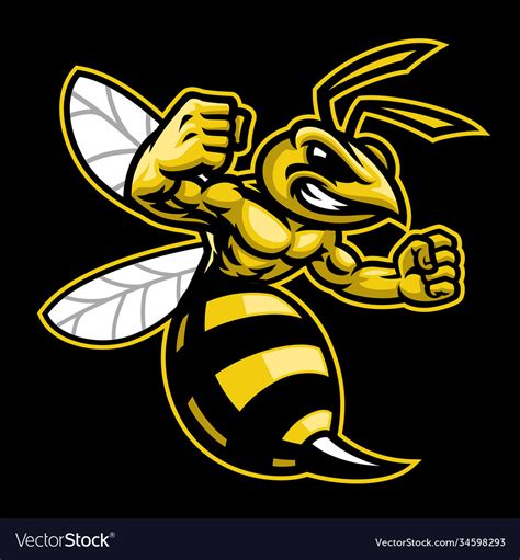 Angry Hornet Wasp Mascot Royalty Free Vector Image
